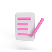 notebook on a pink background, spiral notepad on a table. 3d render illustration png