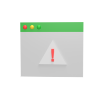 Warning website 3d icon model cartoon style concept. render illustration png