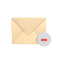 discard messages 3d icon model cartoon style concept. render illustration png