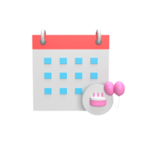 Calender and star icon 3d icon model cartoon style concept. render illustration png