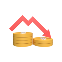 valutawaarde naar beneden 3D-pictogram model cartoon stijl. illustratie weergeven png