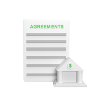 Agreements Document 3d icon model cartoon style. render illustration png