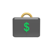 Suitcase with icon dollar 3d model cartoon style. render illustration png