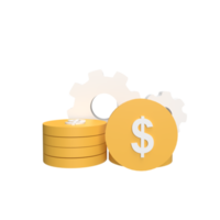 Money management 3d icon model cartoon style concept. render illustration png