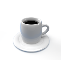 coffee cup on a plate 3d render illustration png