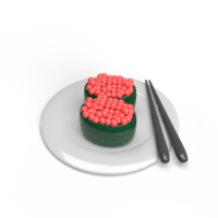 sushi på en tallrik 3d-modell rendering illustration png