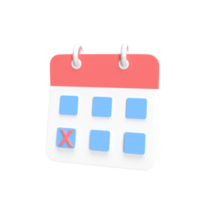 Calender schedule 3d model cartoon style. render illustration png