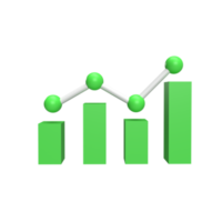 Increase Graph 3d icon model cartoon style concept. render illustration png