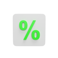Percent 3d icon model cartoon style concept. render illustration png