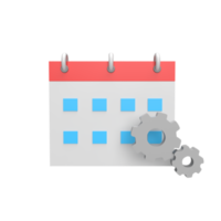 Calender management 3d icon model cartoon style concept. render illustration png