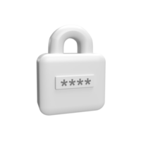 Padlock with password 3d icon model cartoon style concept. render illustration png