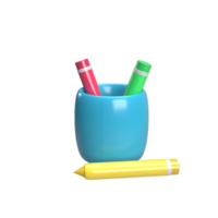 Pencil color and the place cartoon style. 3d render illustration png