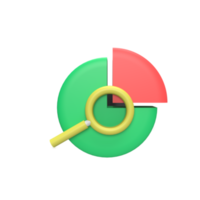 analisi dei dati modello 3d in stile cartone animato. rendere l'illustrazione png