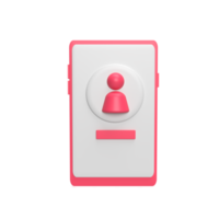 User phone 3d icon model cartoon style. render illustration png