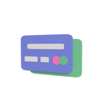 Credit card 3d model cartoon style. render illustration png