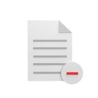 reduce document 3d icon model cartoon style concept. render illustration png