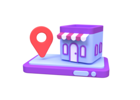 shop with navigator pin for delivery service illustration for business idea concept background png