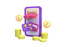 onlinebutik med smartphone shop koncept illustration för affärsidé koncept bakgrund png