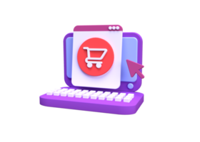 Online-Shopping mit Laptop-Illustration für den Hintergrund des Geschäftsideenkonzepts png