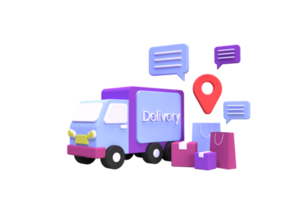 Shopping online and delivery with truck concept illustration for business idea concept background png