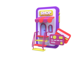 negozio online con illustrazione di concetto di negozio di smartphone per sfondo di concetto di idea di business png