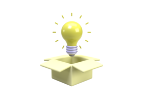 fond d'illustration d'ampoule jaune, 3d, icône de rendu pour le concept d'idée d'entreprise png
