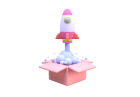 fusée lance avec un modèle de page de destination d'illustration de concept de cadeau pour l'arrière-plan du concept d'idée d'entreprise png