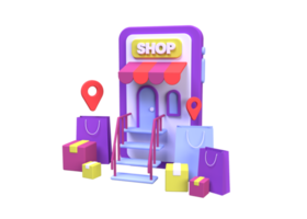 Online store with smartphone shop concept illustration for business idea concept background png