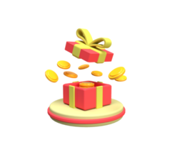 open gift surprise boxes with coins concept illustration for business idea concept background png