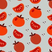 Seamless pattern of red tomatoes and dill, Great set of hand drawn vegetables isolated on white background. Sketch doodle style vector collection.