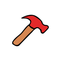 Simple hammer icon. Colored doodle png illustration with hammer icon