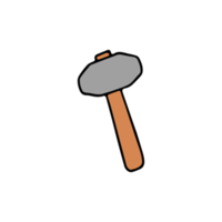 semplice icona martello. illustrazione di png di doodle colorato con l'icona del martello