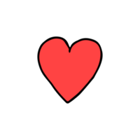 icono de corazón rojo. ilustración de garabato simple con icono de corazón rojo png