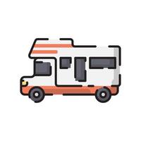 Cute White Van Travel Car Flat Design Cartoon for Shirt, Poster, Gift Card, Cover, Logo, Sticker and Icon. vector