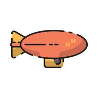 Cute Orange Zeppelin Flat Design Cartoon for Shirt, Poster, Gift Card, Cover, Logo, Sticker and Icon. vector