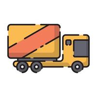 Cute Yellow Truck Flat Design Cartoon for Shirt, Poster, Gift Card, Cover, Logo, Sticker and Icon. vector