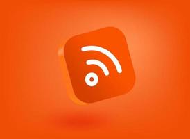 Wireless wifi connection icon. 3d vector mobile application icon with notification