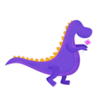 Cute dinosaur character holding flowers png