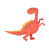 simpatico personaggio di dinosauro che cammina e guarda indietro png