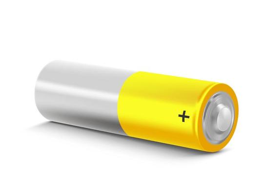 Realistic battery illustration isolated on white background. 3d vector