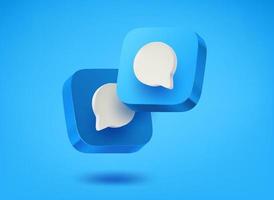 Blue chat bubbles on blue background. Conversation concept. 3d vector illustration