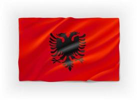 Red and black flag of Albania. 3d vector object isolated on white