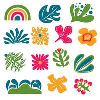 Set of abstract colourful nature elements on a white background. vector