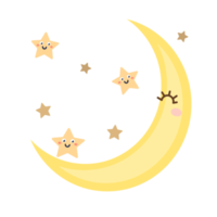 moon cartoon in flat style png