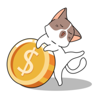 cat and coin sticker png