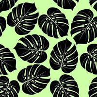 Monstera tropical leaf vector illustration. Summer print. Vector banner. ink line art design. Seamless Pattern.