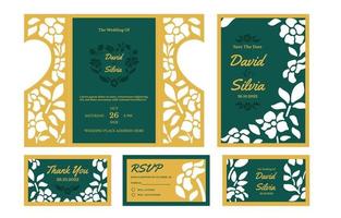Laser Cut Wedding Invitation Design Set vector