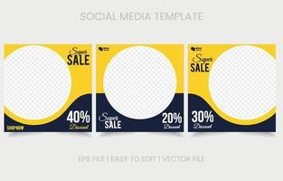 set social media modern design template vector