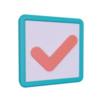 3d render Check Box icon png