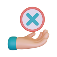 3d render Hand With A Sign Of Rejection icon png